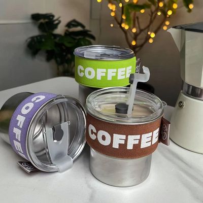 Color Custom 400ml 304 aço inoxidável borracha portátil de boca larga Mini Thermos