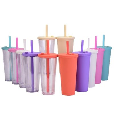 24 oz de plástico de parede dupla reutilizável bolha de leite de chá BPA livre e logotipo personalizado