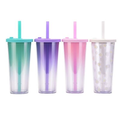 24 oz de plástico de parede dupla reutilizável bolha de leite de chá BPA livre e logotipo personalizado
