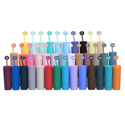 16oz garrafa de água personalizada com parede dupla acrílica tumbler caneca de café com palha