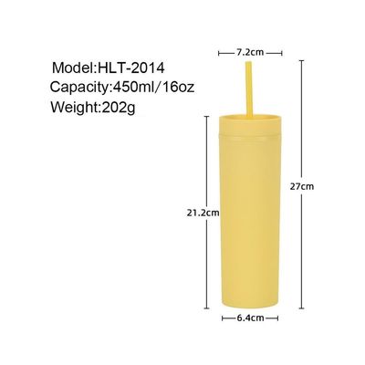 16oz garrafa de água personalizada com parede dupla acrílica tumbler caneca de café com palha