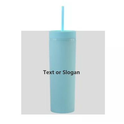 16oz garrafa de água personalizada com parede dupla acrílica tumbler caneca de café com palha