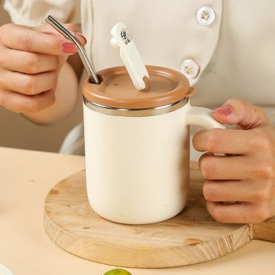 500 ml Copo de café de aço inoxidável boca larga à prova de vazamento isolado sustentável para acampar