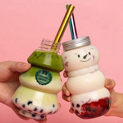 500 ml de garrafa de suco de boneco de neve transparente e criativa com tampa para produtos essenciais da festa
