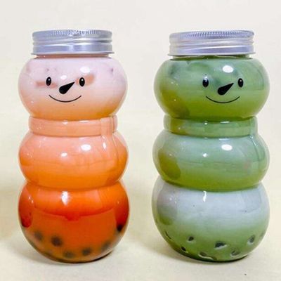 500 ml de garrafa de suco de boneco de neve transparente e criativa com tampa para produtos essenciais da festa
