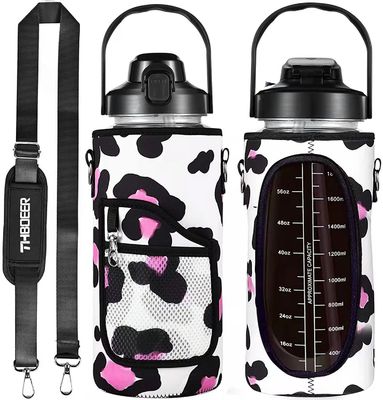 Estilo Americano 64oz garrafa de água de meio galão grande capacidade 2000ml com manga e correia