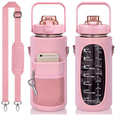 Estilo Americano 64oz garrafa de água de meio galão grande capacidade 2000ml com manga e correia