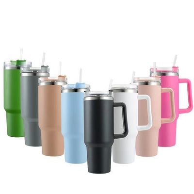 Taça Esportiva de Aço Inoxidável de Grande Capacidade 40oz Taças Coloridas Com Palhinhas e Mão