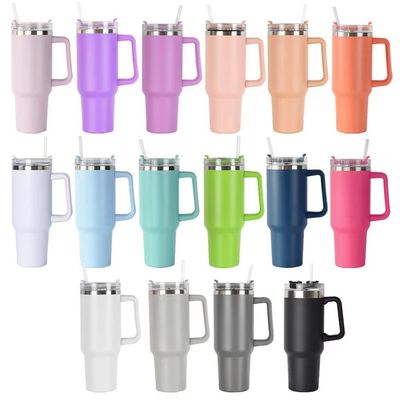 Taça Esportiva de Aço Inoxidável de Grande Capacidade 40oz Taças Coloridas Com Palhinhas e Mão