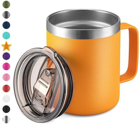 Sustentável 12oz Metal 304 aço inoxidável Taça de café de viagem quente com alça para festa