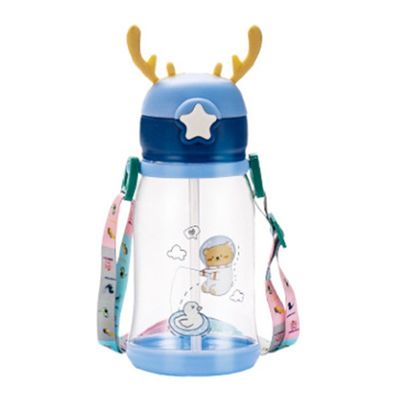 Capacidade grande Crianças Copo de água de palha Cartoon Verão 600ml com cor personalizada
