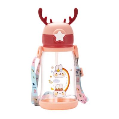 Capacidade grande Crianças Copo de água de palha Cartoon Verão 600ml com cor personalizada