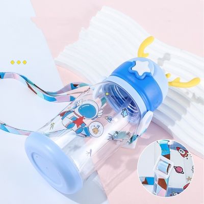600ml Capacidade Logotipo personalizado Transparente de plástico de palha para crianças