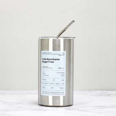 Copo de café com tampa e palha de aço inoxidável de parede dupla 320 ml/600 ml