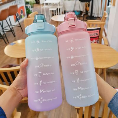 2000ml Copo Espacial de Cor Gradiente Com Escala de Tempo