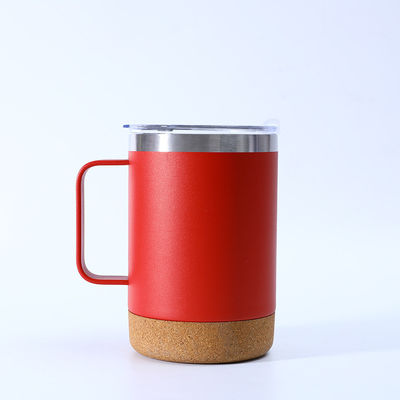 Elegante caneca de café de escritório de aço inoxidável 12oz/16oz com fundo de cortiça e mão