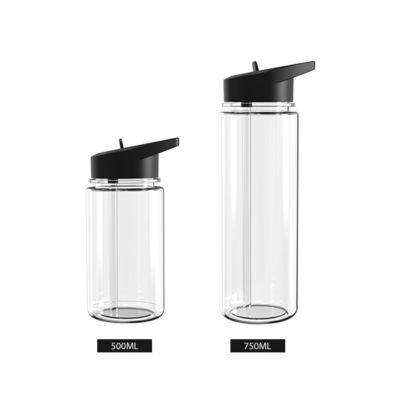 750 ml garrafa de água potável de plástico transparente para desporto, fitness e água fervente