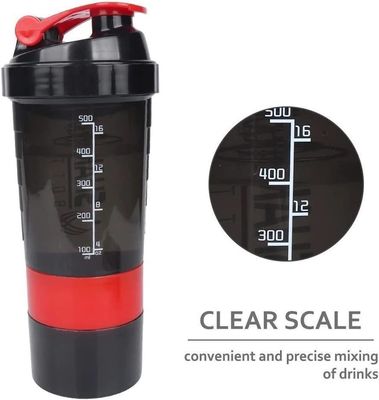 Logotipo personalizado unisex 500ml Bpa Free Shaker Flask PP Milk Shake Cup Proteína em pó Fitness Ginásio Esporte Garrafa de água com bola de mistura