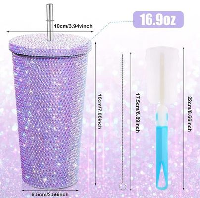 500ml/750ml Tumbler cor personalizada duplo isolado de aço inoxidável garrafa de viagem ao ar livre com canudos