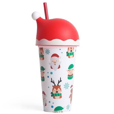 MUGS Tipos de bebida presente de Natal 20oz caneca de tumbler com tampa de chapéu do Pai Natal e palha