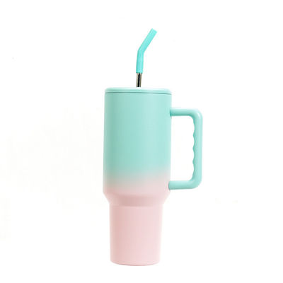 Logotipo padrão da UE 40 oz garrafa de água desportiva de aço inoxidável com alça e palha