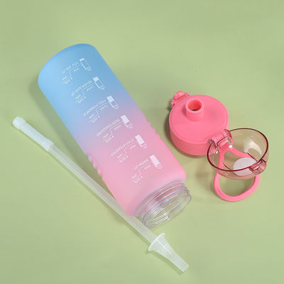 Amostra Fornecer 1L plástico BPA Free Sport Gym garrafa de água com marcador de tempo e palha