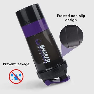 Logotipo personalizado 2 camadas Fitness Protein Shaker Botelho com organizador de pílulas e armazenamento 16oz