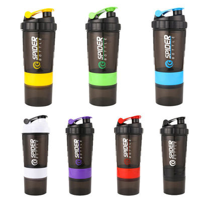 Logotipo personalizado 2 camadas Fitness Protein Shaker Botelho com organizador de pílulas e armazenamento 16oz