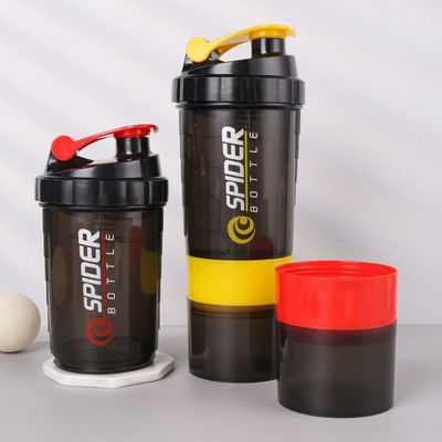 500 ml de três camadas de plástico Fitness Protein Shaker garrafa de água para esportes ao ar livre