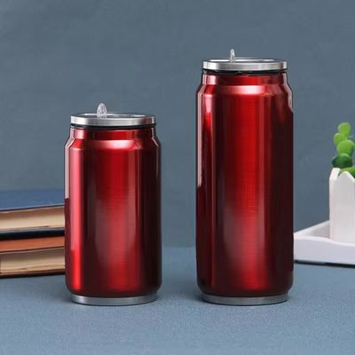 Cola de aço inoxidável de parede dupla pode engarrafar latas térmicas de vácuo com tampa de palha