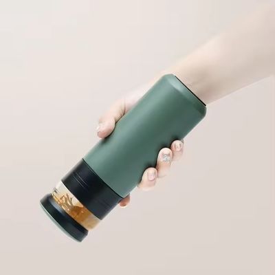 500 ml Filtro de separação de aço inoxidável garrafa de vidro a vácuo isolado xícara de chá portátil
