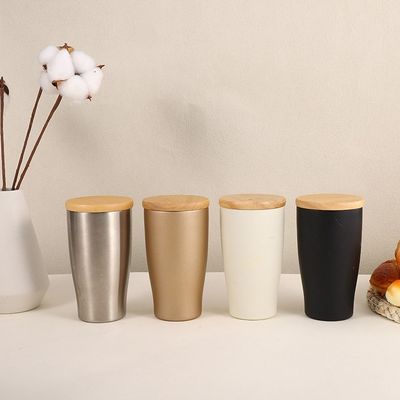 Cor de aço inoxidável Custom 350ml BPA livre Tumbler de vácuo com tampa de bambu aceitável OEM
