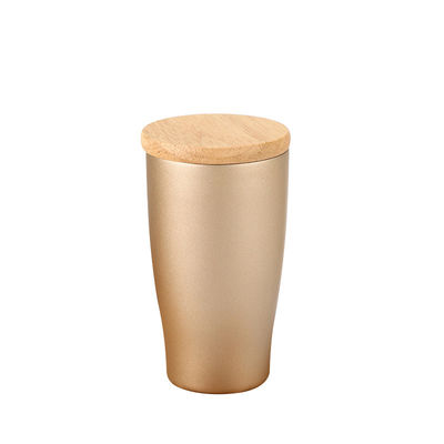 Copo de café de aço inoxidável com isolamento a vácuo 350ml BPA livre caneca de parede dupla com tampa de bambu