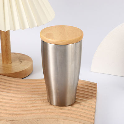 Copo de café de aço inoxidável com isolamento a vácuo 350ml BPA livre caneca de parede dupla com tampa de bambu