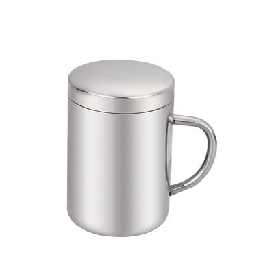 SUS 304 de aço inoxidável de parede dupla Copo de café e chá de acampamento com tampa Viagem sustentável