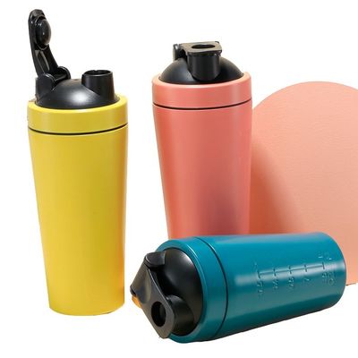 Gym Single Wall 18/8 Metal Protein Shaker Bottle com tampa e bola de mistura incluída