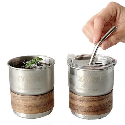 Chávena de chá e café de aço inoxidável com logotipo de impressão personalizado e mangas antiqueimação