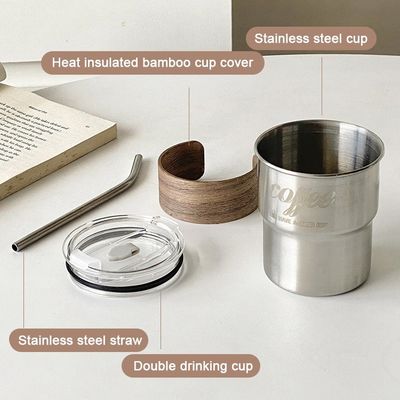 Chávena de chá e café de aço inoxidável com logotipo de impressão personalizado e mangas antiqueimação