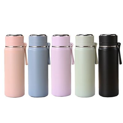 500 ml de vácuo 600 ml de parede dupla de aço inoxidável garrafa de água potável com tampa
