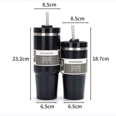 20oz/30oz Tubler de aço inoxidável de parede dupla Vacuo isolado Copo de carro com palha