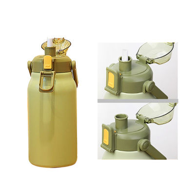 Garrafa de água portátil de aço inoxidável de 1300 ml com tampa de palha de boca larga e logotipo personalizado