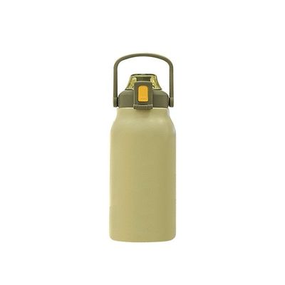 Garrafa de água portátil de aço inoxidável de 1300 ml com tampa de palha de boca larga e logotipo personalizado