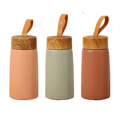 Frascos de vácuo termozes Copo isolado de pequena capacidade com design criativo de grãos de madeira