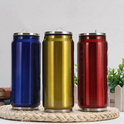 Cobertura de palha de parede dupla Cola de aço inoxidável pode aspirar frasco de termo 12oz/17oz