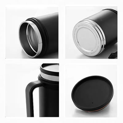 Taça de viagem de aço inoxidável de parede dupla para todas as estações com vantagem de alça portátil