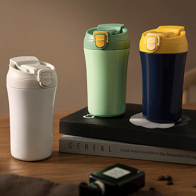 15oz garrafa de água de escritório de vácuo de parede dupla isolado viagem caneca de café com tampa de silicone