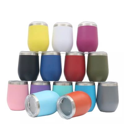 Copo de aço inoxidável de parede dupla em forma de ovo com tampa para 240 ml / 350 ml de capacidade
