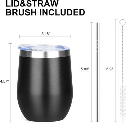 12 oz de aço inoxidável isolado, taça em forma de ovo com tampa de qualidade PP