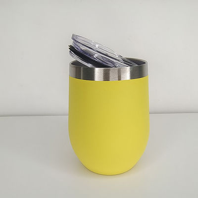 Customizado 12oz de aço inoxidável cálice de café de forma de ovo tumbler com tampa de grau de alimentos PP