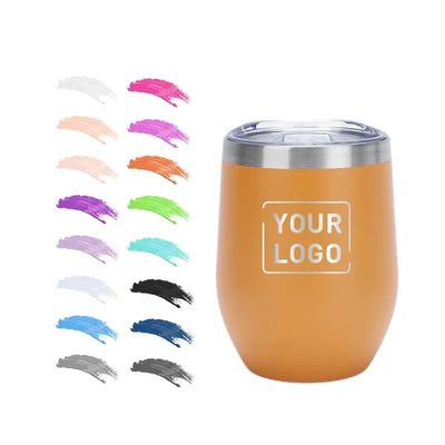 Customizado 12oz de aço inoxidável cálice de café de forma de ovo tumbler com tampa de grau de alimentos PP
